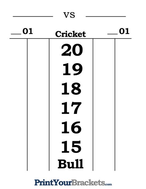Printable Dart Scoreboard
